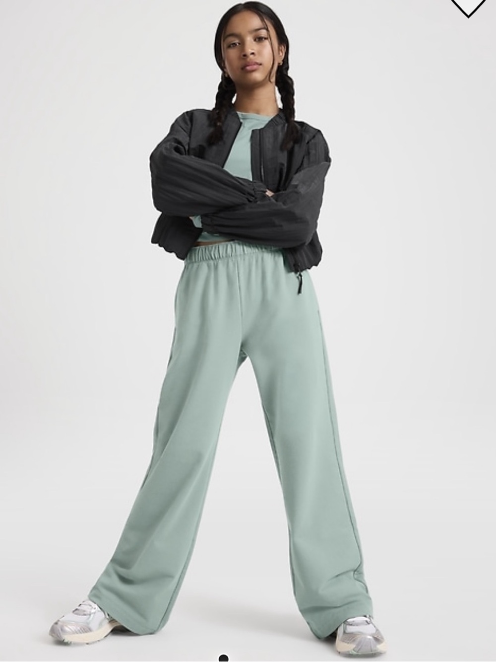 Athleta Girl Sage Green Elastic Waist Wide Leg Pants